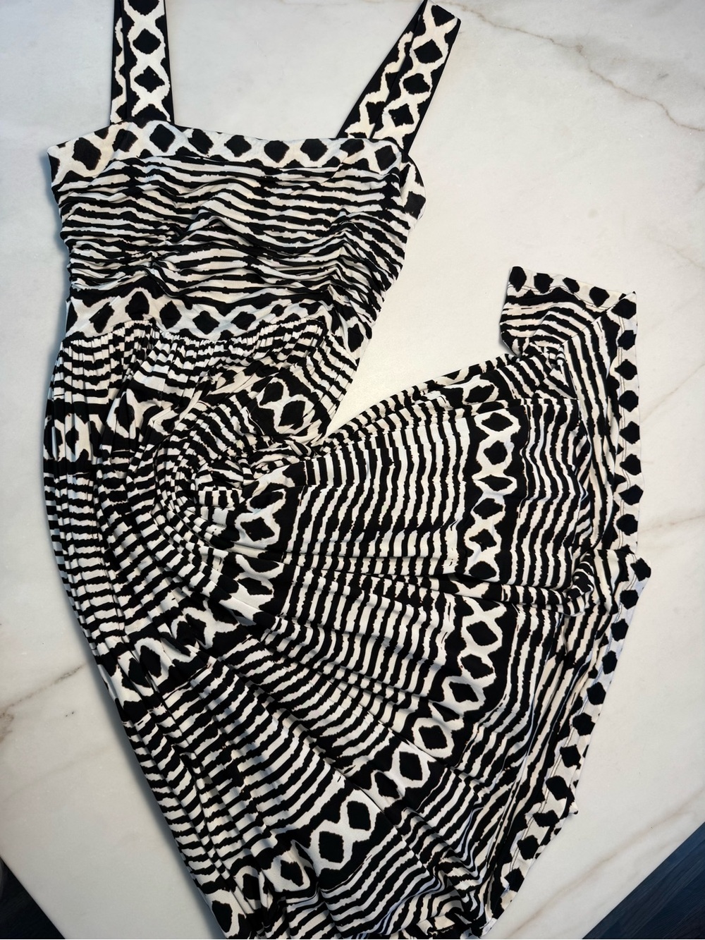 Tracy Reese Black and White Geometric Sleeveless Jumpsuit